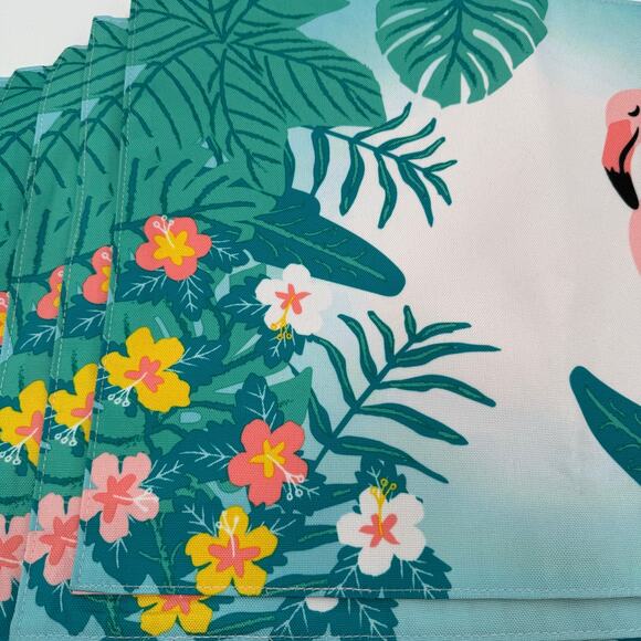 Kohl's Placemats Set of 8 13"x18" Celebrate Summer Together Flamingo Washable - Picture 8 of 14